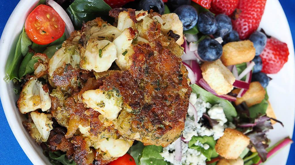 Crab Cake Salad is on the menu at the Nauti Lobstah